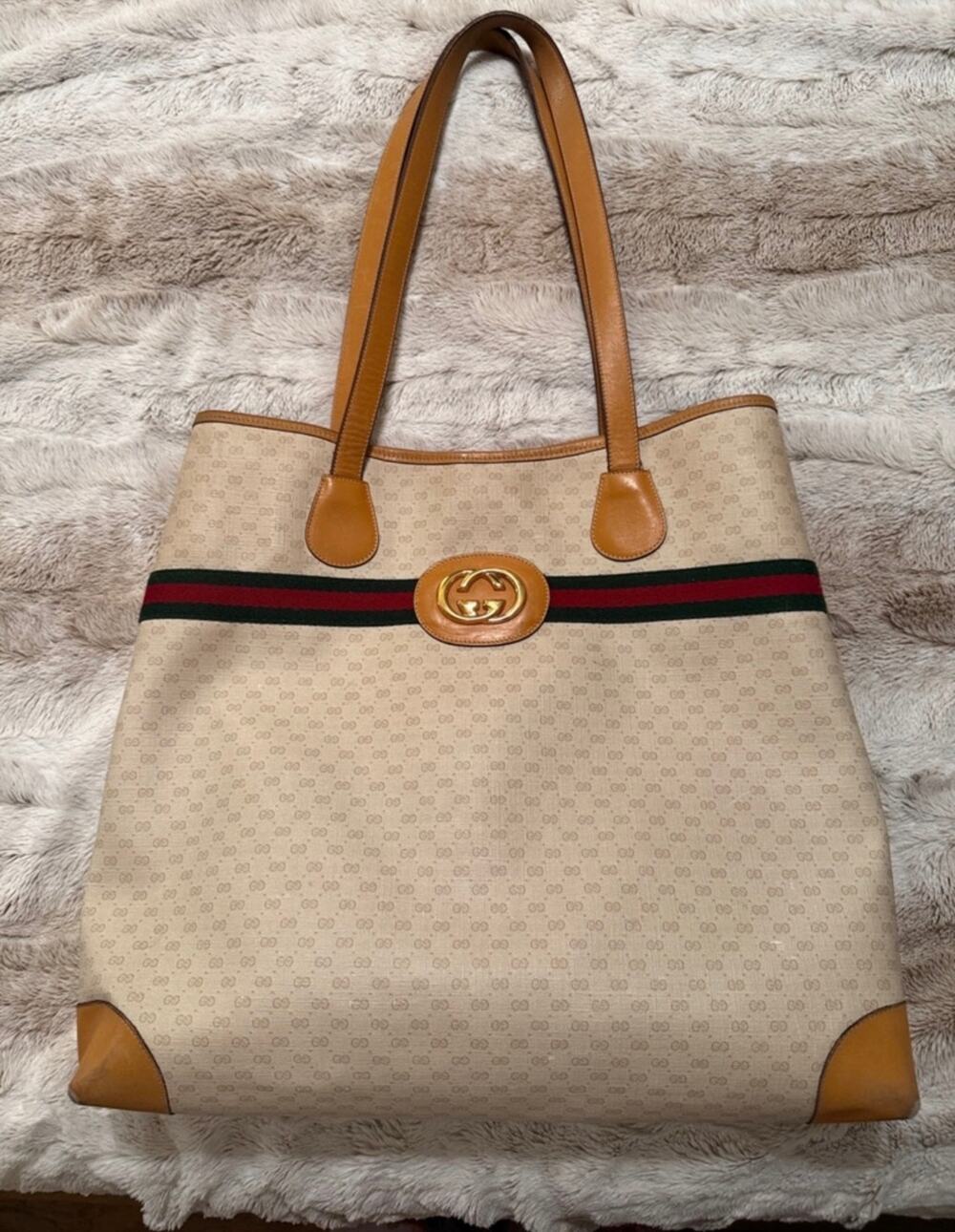 Vintage Gucci Micro GG Supreme Web Shopper Tote 1970s